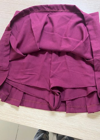 Bordo Pilili Mini Etek - Görsel 3