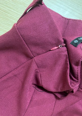 Bordo Pilili Mini Etek - Görsel 2