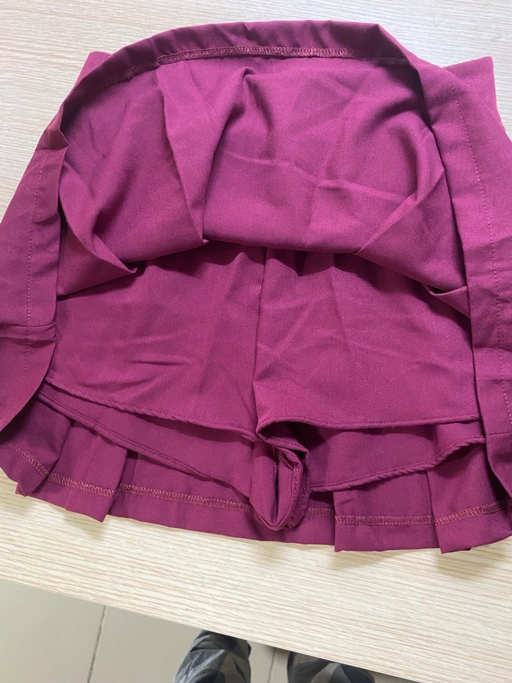 Bordo Pilili Mini Etek - Görsel 3