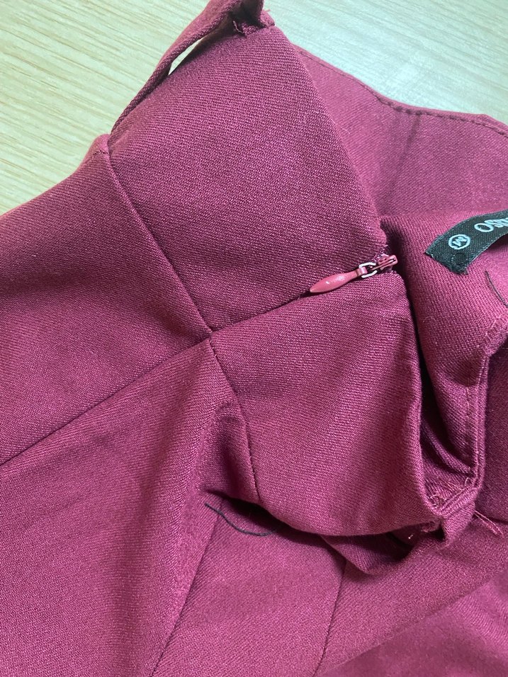 Bordo Pilili Mini Etek - Görsel 2