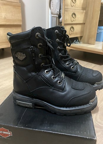 Kadın Siyah Deri Biker Botlar