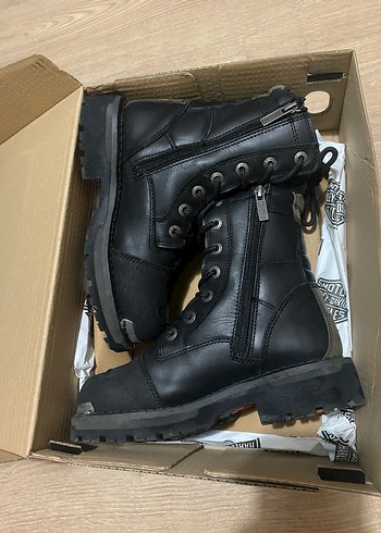37 Beden Kadın Siyah Deri Biker Botlar