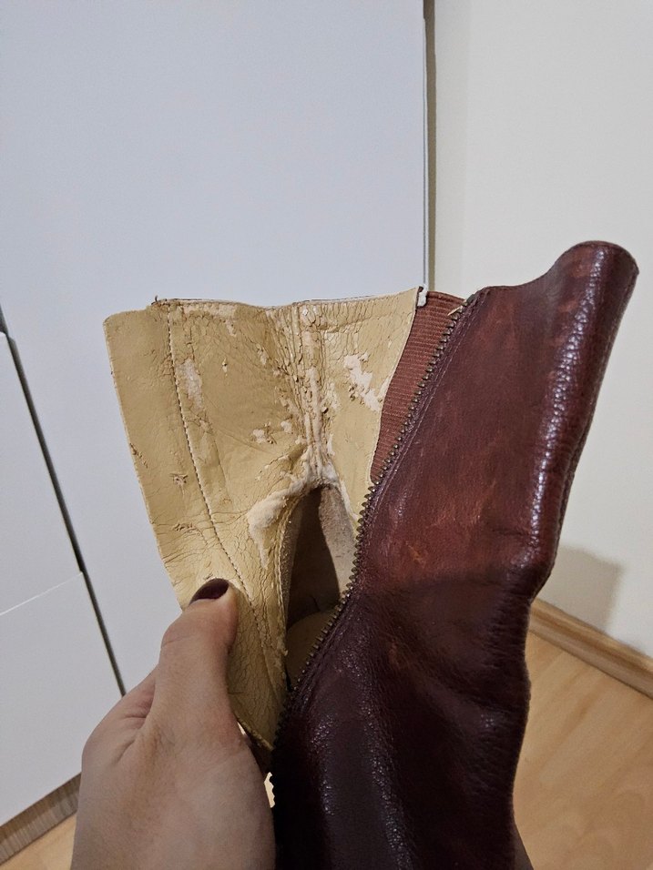 Kahverengi Deri Topuklu Kadın Bot - Görsel 4