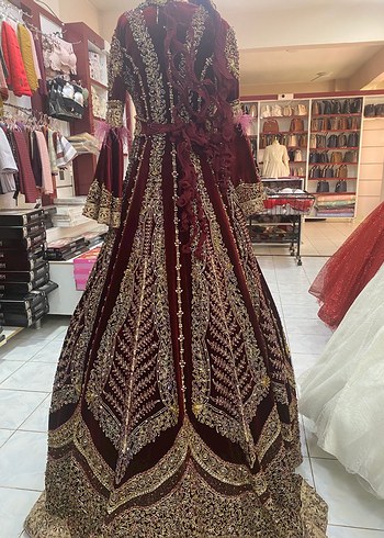 38 Beden bordo Renk Uzun Kollu Bordo Nakışlı Bindallı Kaftan Kınalık SATILIK