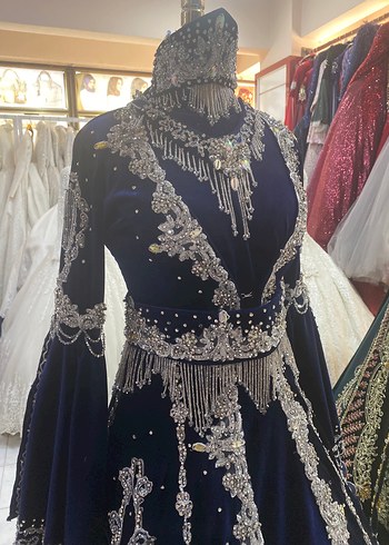 38 Beden SATILIK BİNDALLI KAFTAN LACİVERT GÜMÜŞ