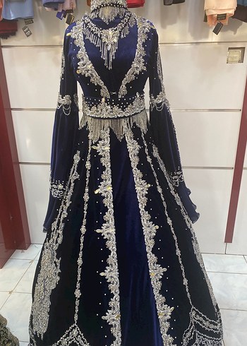 Henna Gelinlik SATILIK BİNDALLI KAFTAN LACİVERT GÜMÜŞ