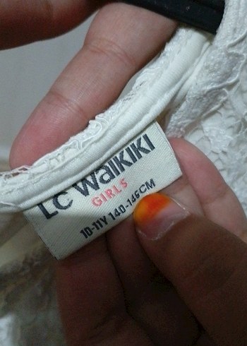 10 Yaş Beden Dantel Detaylı Beyaz kız çocuk elbise