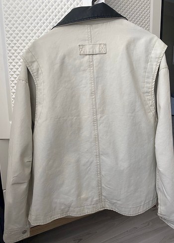 s Beden ten rengi Renk Beyaz Deri Düğmeli Oversize Ceket