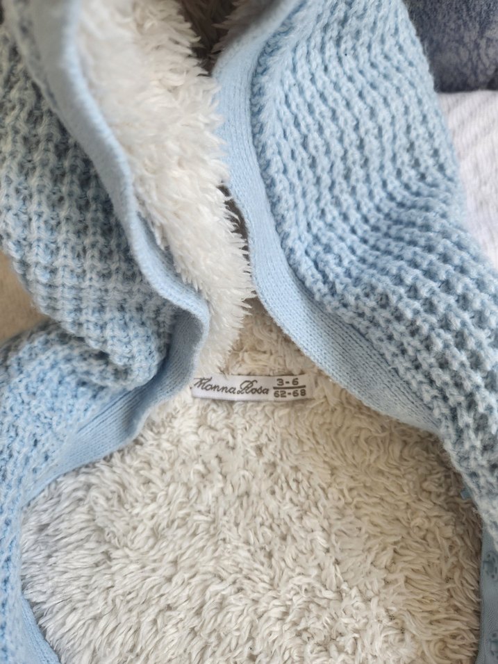 monno rosa Gri Örgü Bebek Tulum Kapüşonlu 3-6 ay - Görsel 4