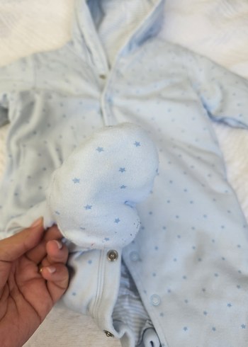 mothercare Mavi Kapüşonlu Bebek Tulumu - Görsel 2