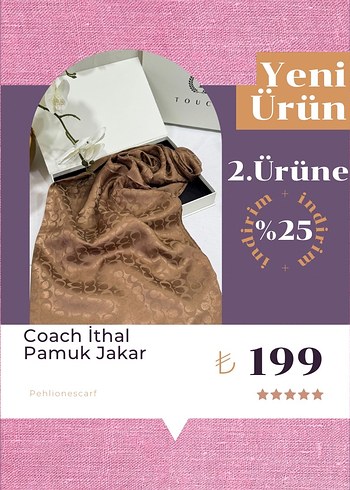 Coach İthal Pamuk Jakar Şal