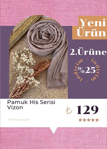 Pamuk His Serisi Rami Şal Vizon