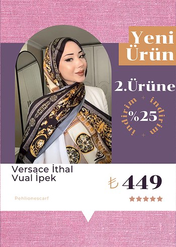 Versace İthal Vual İpek Şal - Siyah Altın