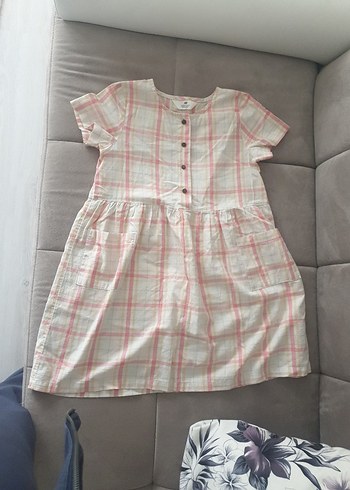 Kız Çocuk Kısa Kollu Kareli Elbise