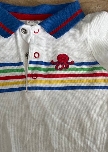 Çizgili Yaka Düğmeli Bebek Body - Görsel 2