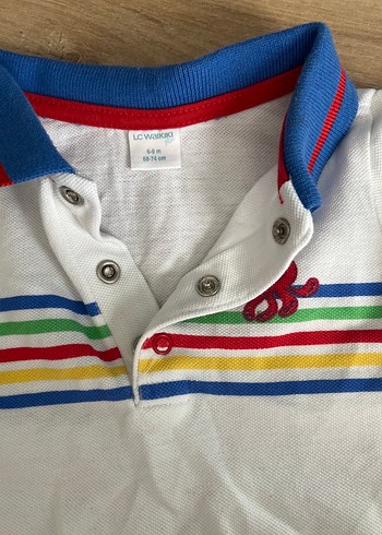 Çizgili Yaka Düğmeli Bebek Body - Görsel 3