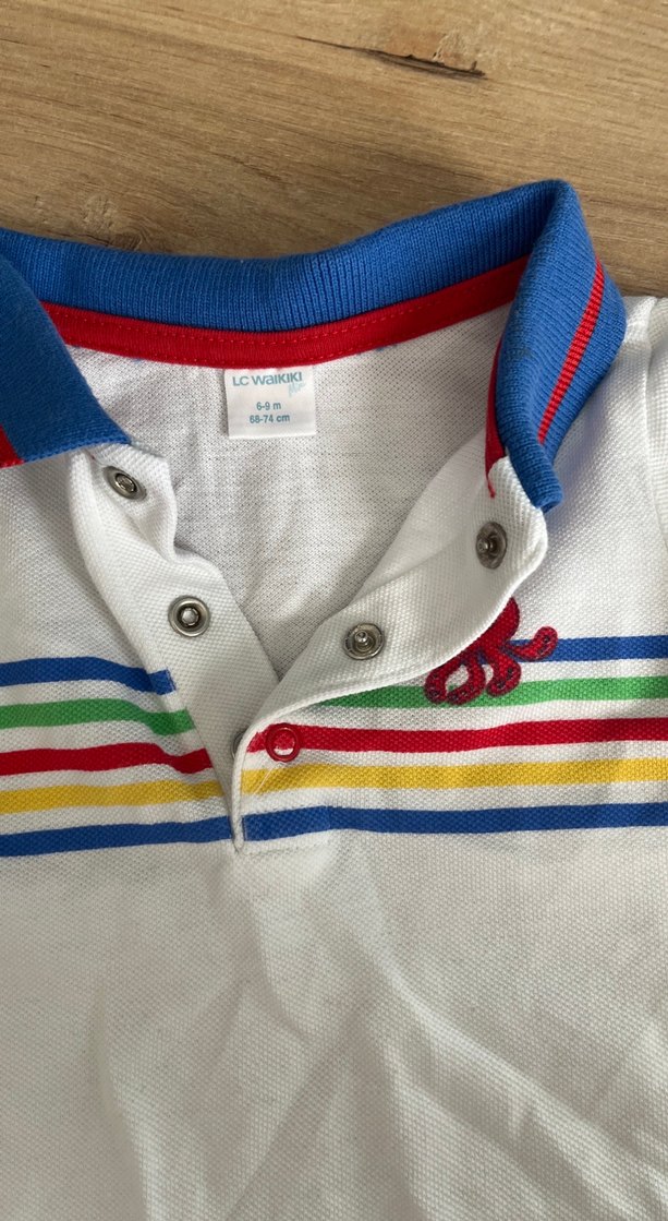 Çizgili Yaka Düğmeli Bebek Body - Görsel 3