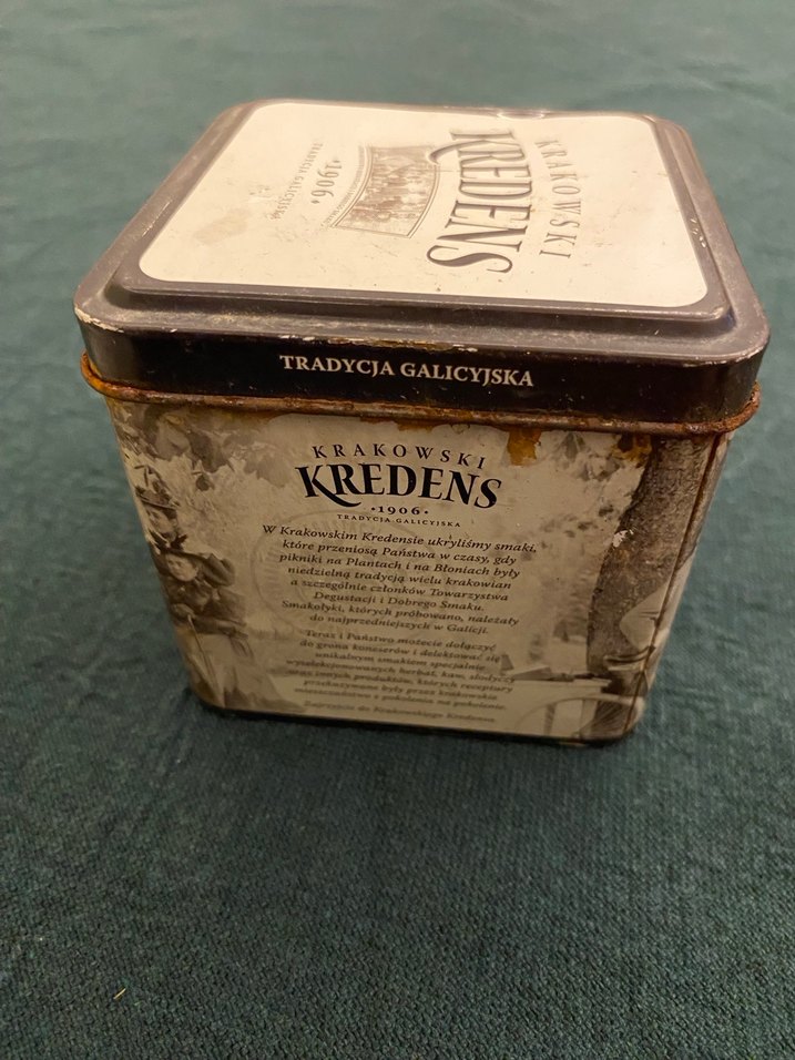 Vintage Krakowski Kredens Kahverengi Metal Gıda Kabı - Görsel 3