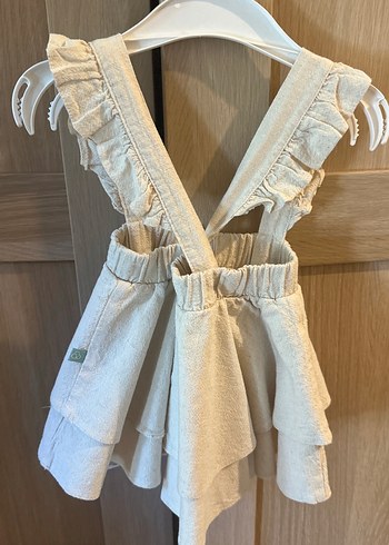 KitiKate Kitikate Kız bebek Keten Fırfırlı Askılı Elbise