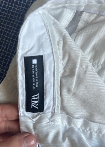 Zara Zara Beyaz Keten Erkek Şort