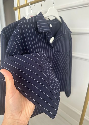 Massimo Dutti Lacivert Çizgili Gömlek
