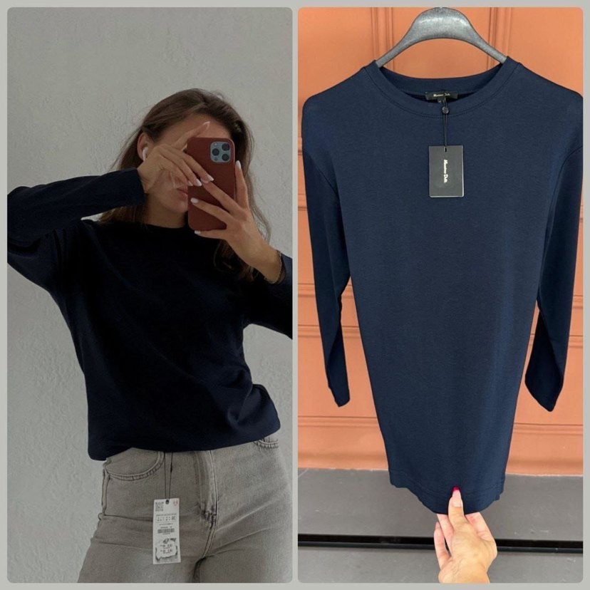 Büyük beden Lacivert Pamuklu Bisiklet Yaka - Görsel 2