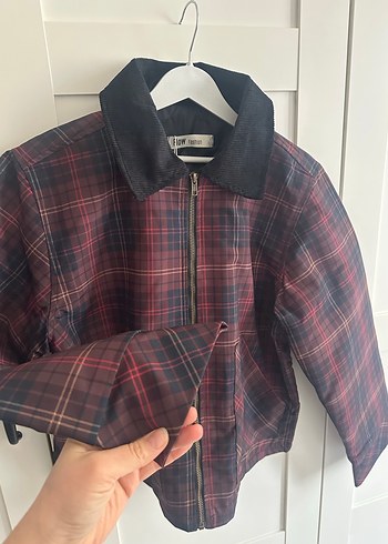 Bordo Ekoseli Kadın Ceket - Görsel 2