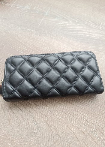 Louis Vuitton Dikişli Siyah Deri Fermuarlı Kadın Cüzdanı
