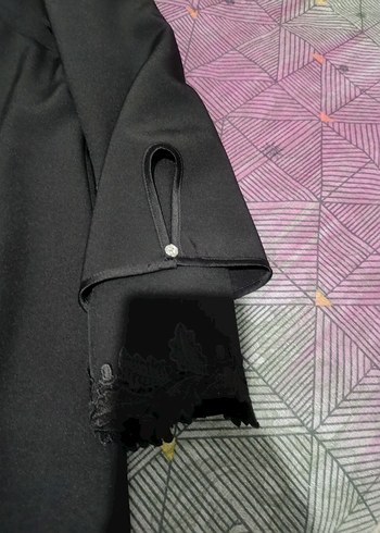 Uzun Kollu Siyah Gotik Nakışlı Kadın Elbisesi - Görsel 4