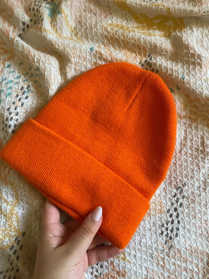 Turuncu Kadın Örgü Bere - Görsel 2