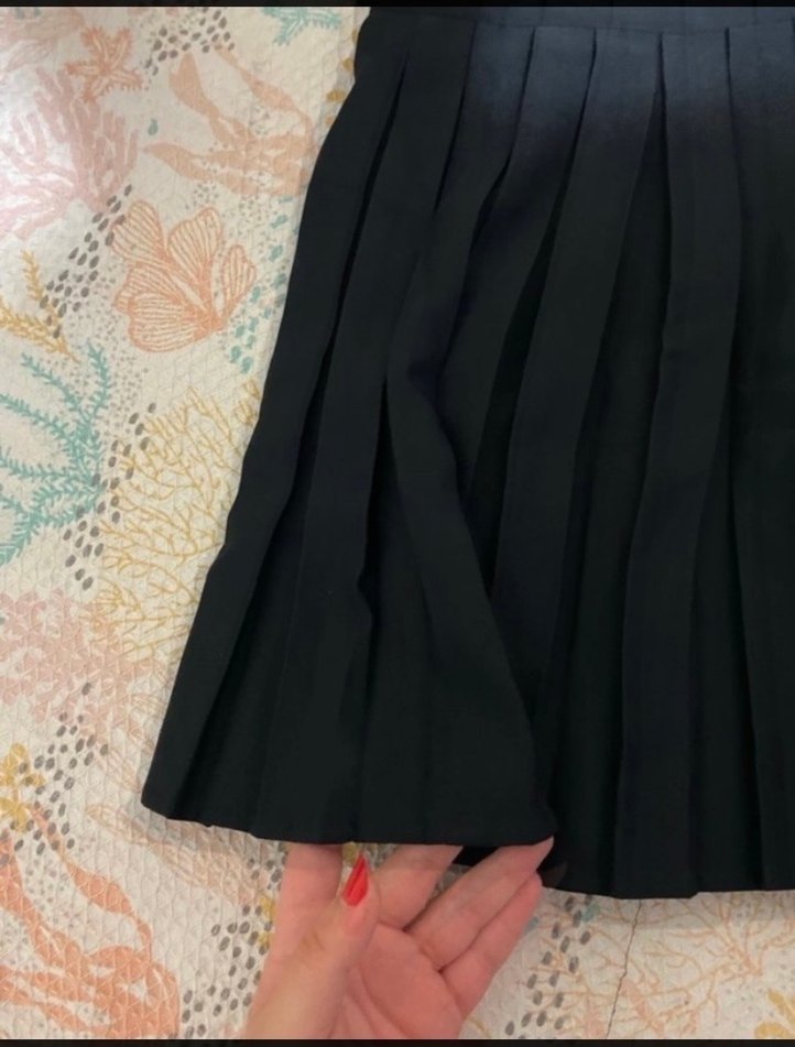 Siyah Pilili Midi Mini Etek - Görsel 4