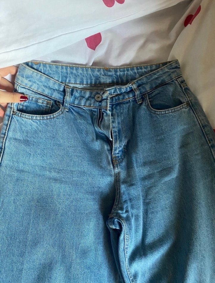 Mavi Midi Boy Salaş Kadın Kot Pantolon - Görsel 5