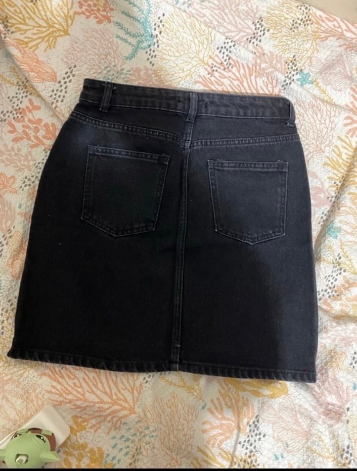 Siyah Denim Midi Etek - Görsel 3
