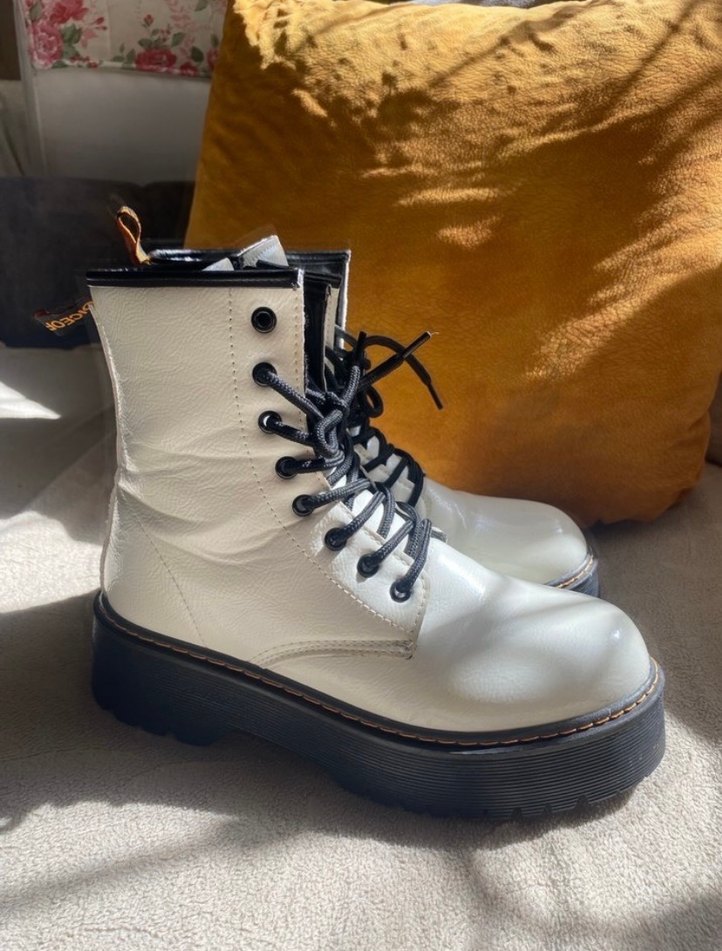 Gri Deri Kadın Platform Botları - Görsel 2