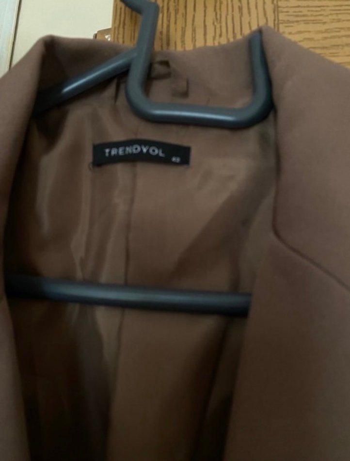 Kahverengi Deri Midi Kadın Blazer - Görsel 5