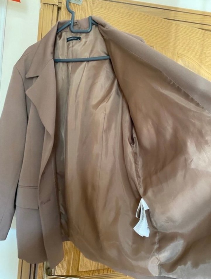 Kahverengi Deri Midi Kadın Blazer - Görsel 4