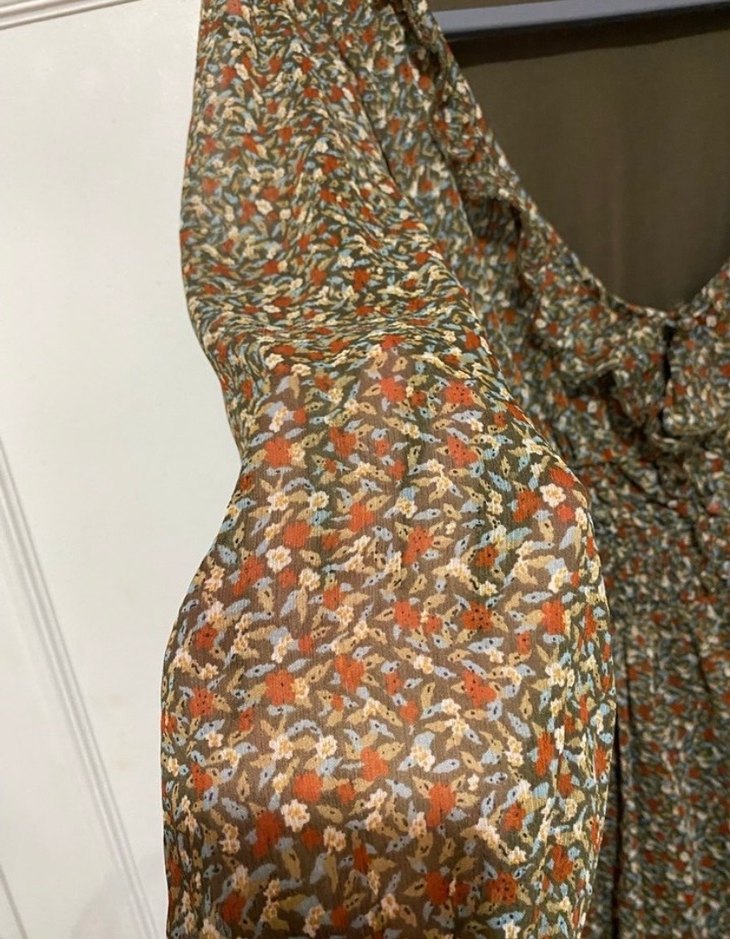 Düğmeli V Yaka Bohem Midi Elbise - Görsel 4