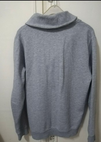 Gri Yarım Fermuarlı Yüksek Yaka Sweatshirt - Görsel 2