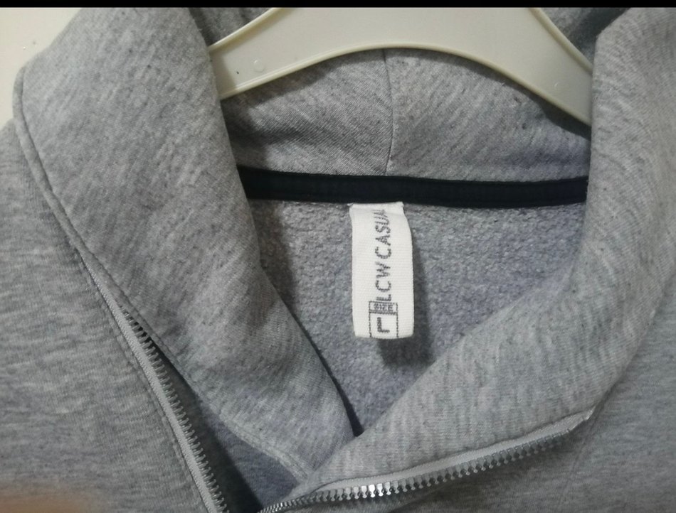 Gri Yarım Fermuarlı Yüksek Yaka Sweatshirt - Görsel 3