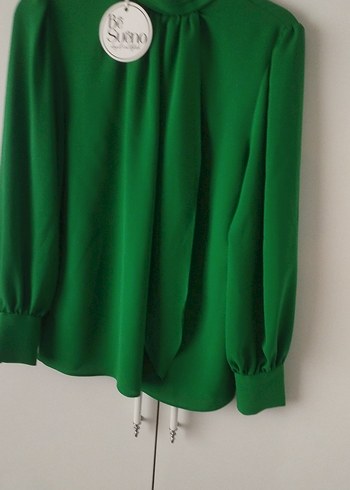 Drapeli Yeşil Kadın Bluz - Görsel 2