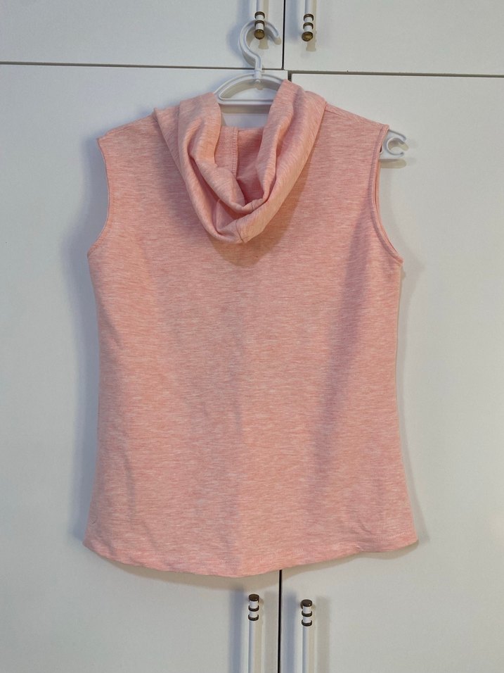 Pembe V Yaka Kapüşonlu tişört - Görsel 2