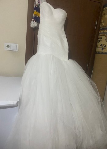 Straplez Balık Model Beyaz Gelinlik - Görsel 2