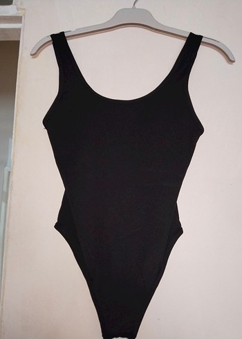 Siyah Sıfır kol fitted bodysuit