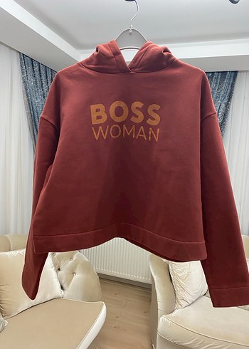 Bordo Kapüşonlu BOSS WOMAN Sweatshirt