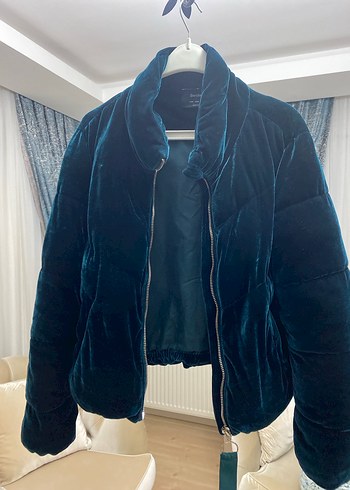 Bershka Koyu Mavi Kadın Peluş Ceket