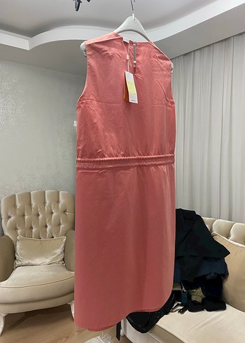 l Beden Pembe Midi Reglan Kol Elbise