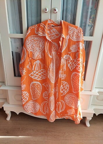 Keten tunik ve pantolon