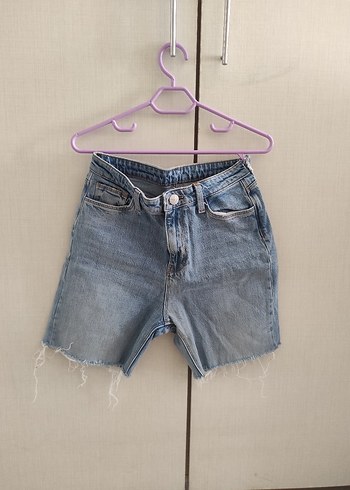 Kadın Mavi Salaş Mini Denim Şort