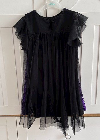 6 Yaş Beden Kız Çocuk Mor Pullu Gotik Elbise