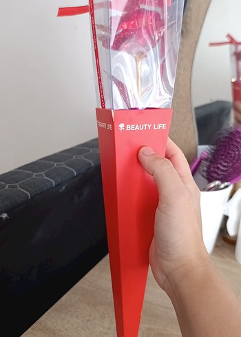 ışıklı yapay kırmızı gül - Görsel 4